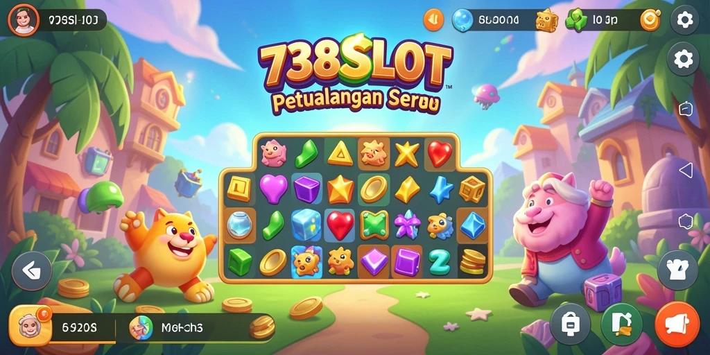 Tampilan gameplay seru di 738SLOT dengan kombinasi warna-warni.