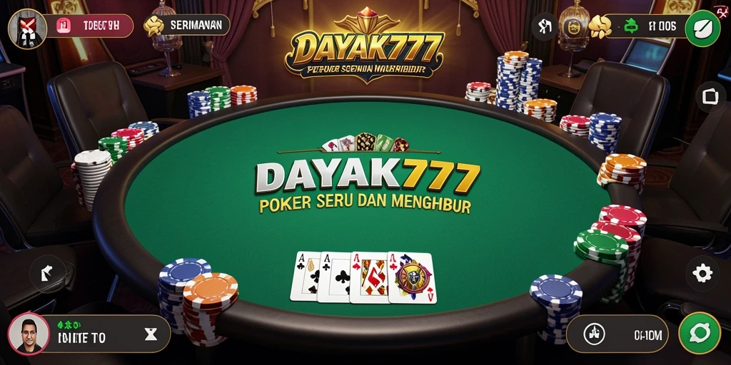Tampilan gameplay DAYAK777 yang seru dan mendebarkan dalam permainan Poker.
