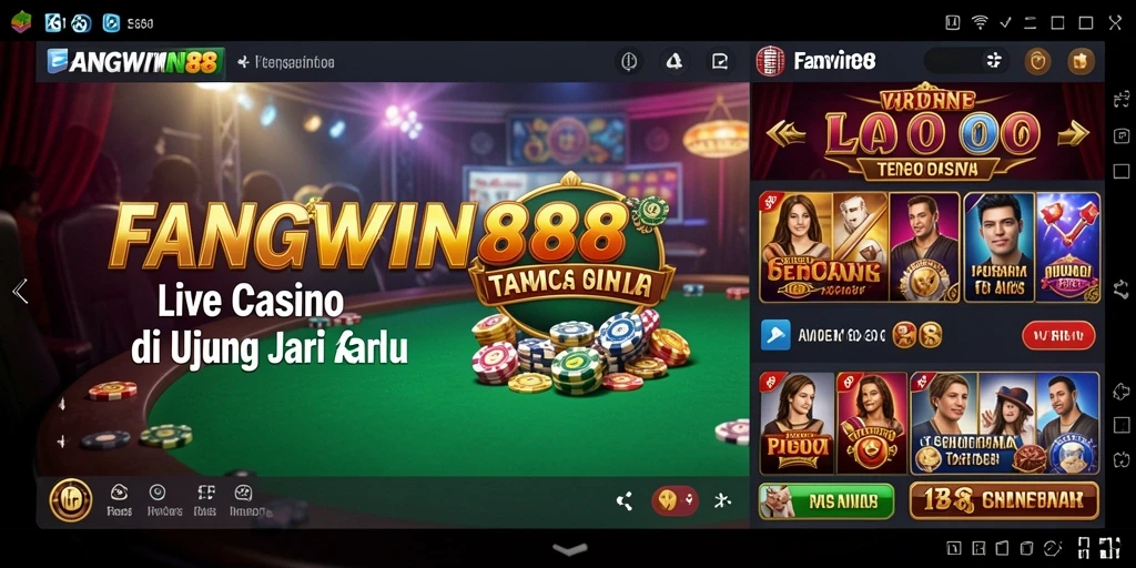 Screenshot FANGWIN88 menunjukkan dealer profesional yang sedang memandu permainan Live Casino.