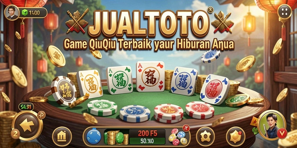 Screenshot utama JUALTOTO menampilkan aksi seru dalam permainan QiuQiu.