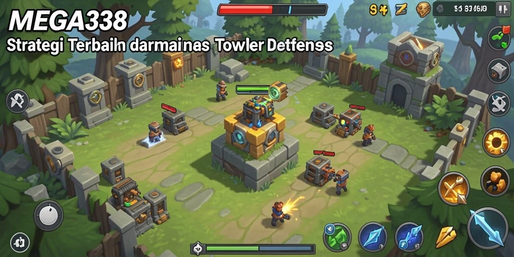 Tampilan gameplay menantang di MEGA338 dengan strategi tower defense yang seru.