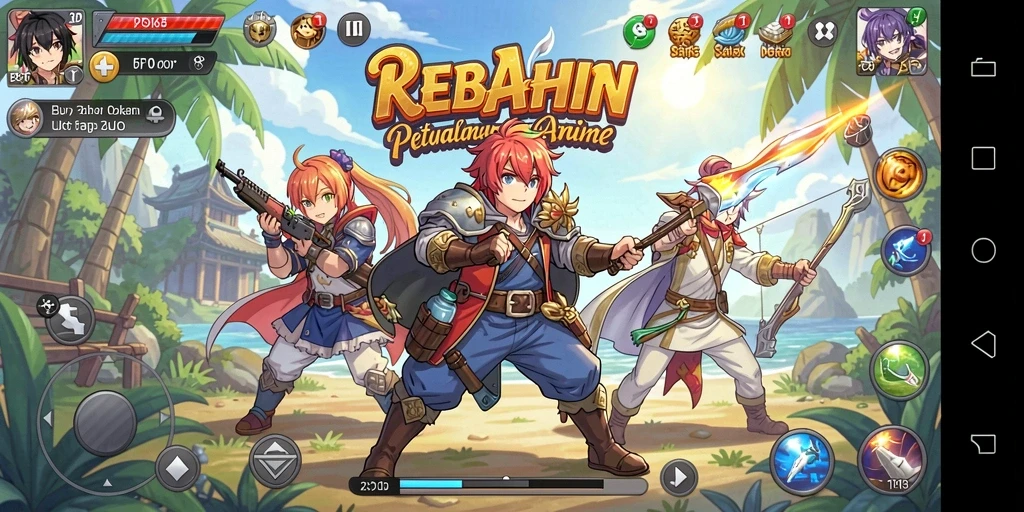 Gameplay REBAHIN yang penuh warna dan karakter menarik.